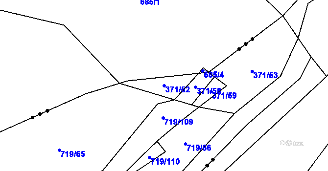 Parcela st. 371/52 v KÚ Chomutice, Katastrální mapa