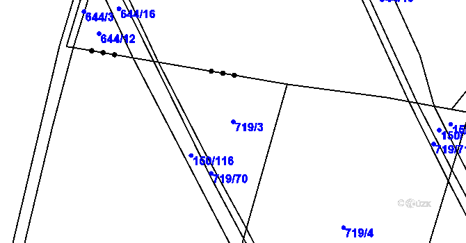 Parcela st. 719/3 v KÚ Chomutice, Katastrální mapa