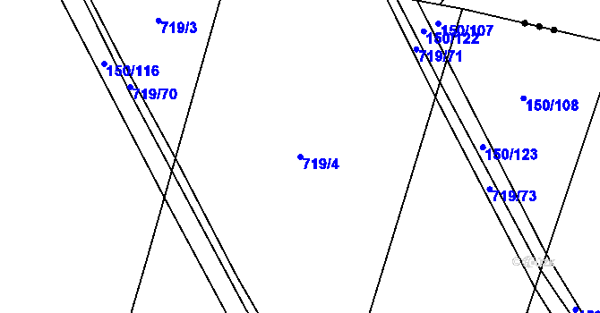 Parcela st. 719/4 v KÚ Chomutice, Katastrální mapa