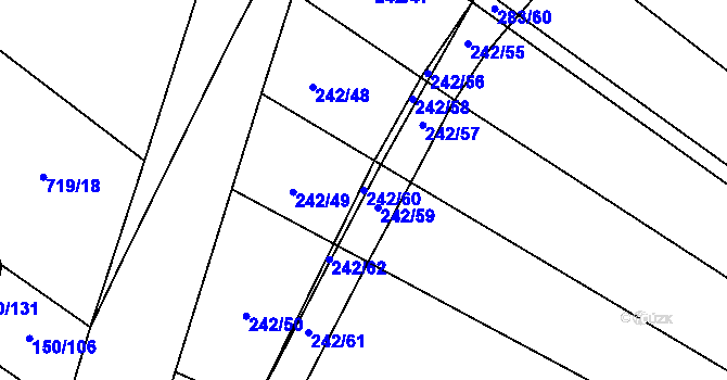 Parcela st. 242/60 v KÚ Chomutice, Katastrální mapa