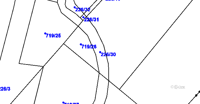 Parcela st. 226/30 v KÚ Chomutice, Katastrální mapa