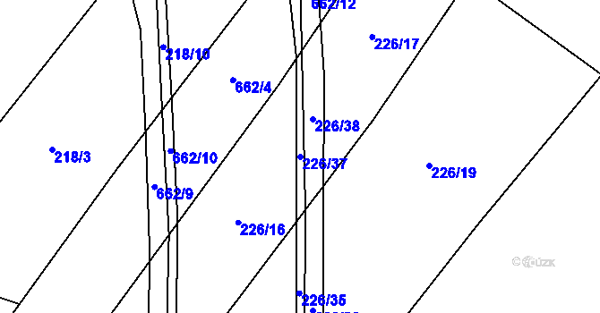 Parcela st. 226/37 v KÚ Chomutice, Katastrální mapa