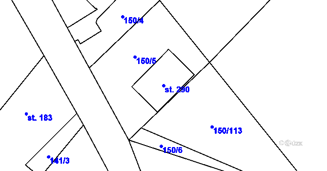 Parcela st. 290 v KÚ Chomutice, Katastrální mapa
