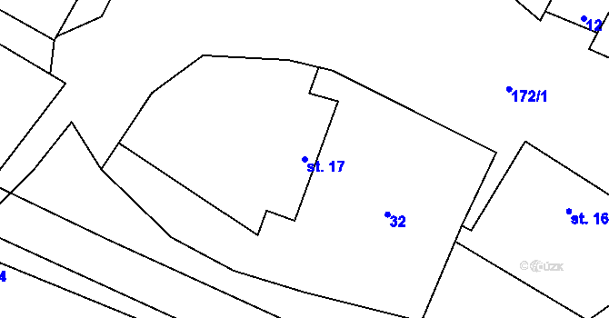 Parcela st. 17 v KÚ Chomutičky, Katastrální mapa