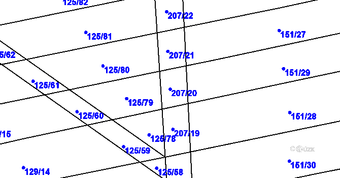 Parcela st. 207/20 v KÚ Chomutičky, Katastrální mapa