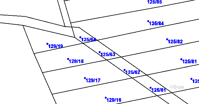 Parcela st. 125/63 v KÚ Chomutičky, Katastrální mapa