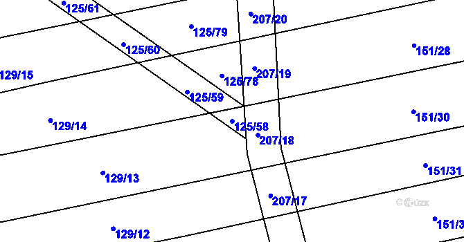 Parcela st. 125/58 v KÚ Chomutičky, Katastrální mapa