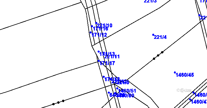 Parcela st. 221/11 v KÚ Chomutičky, Katastrální mapa