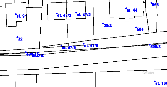 Parcela st. 47/6 v KÚ Obora u Chomutic, Katastrální mapa