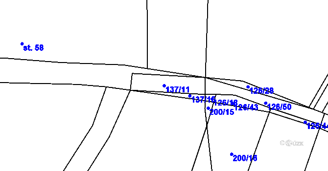 Parcela st. 137/11 v KÚ Obora u Chomutic, Katastrální mapa