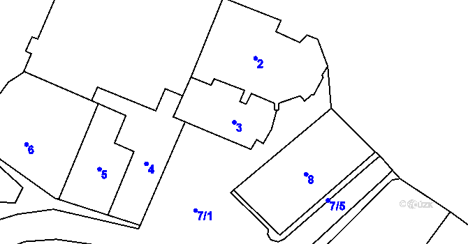 Parcela st. 3 v KÚ Chomutov I, Katastrální mapa