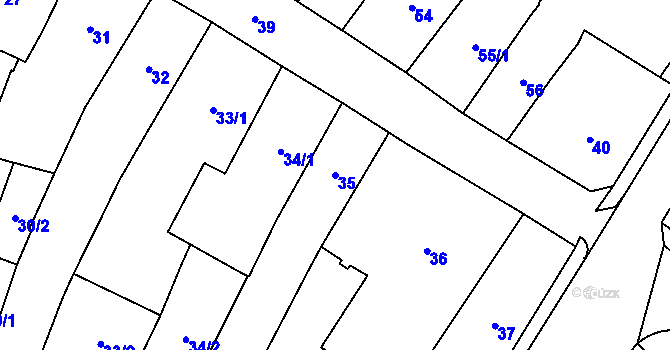 Parcela st. 35 v KÚ Chomutov I, Katastrální mapa