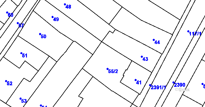 Parcela st. 42 v KÚ Chomutov I, Katastrální mapa