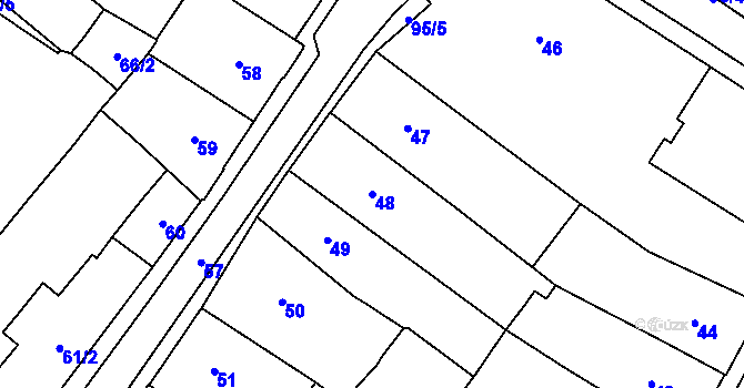 Parcela st. 48 v KÚ Chomutov I, Katastrální mapa