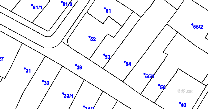 Parcela st. 53 v KÚ Chomutov I, Katastrální mapa