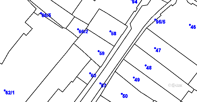 Parcela st. 59 v KÚ Chomutov I, Katastrální mapa