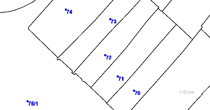 Parcela st. 72 v KÚ Chomutov I, Katastrální mapa