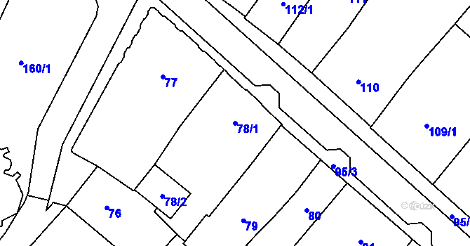 Parcela st. 78/1 v KÚ Chomutov I, Katastrální mapa