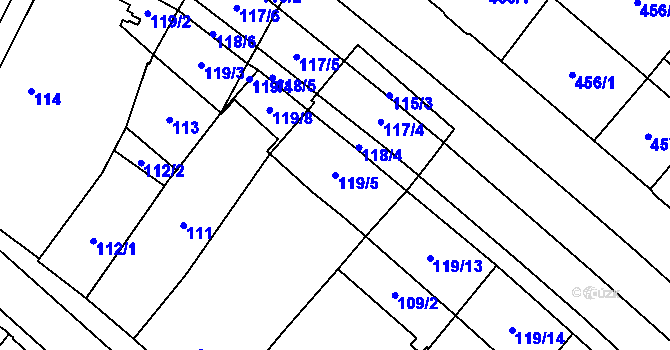 Parcela st. 119/5 v KÚ Chomutov I, Katastrální mapa
