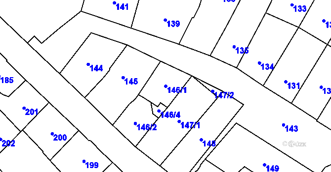 Parcela st. 146/1 v KÚ Chomutov I, Katastrální mapa