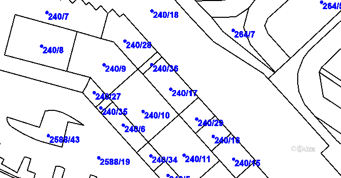Parcela st. 240/17 v KÚ Chomutov I, Katastrální mapa