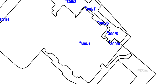 Parcela st. 300/1 v KÚ Chomutov I, Katastrální mapa