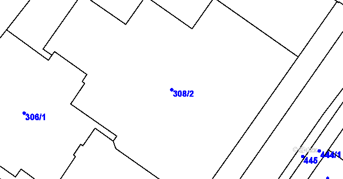 Parcela st. 308/2 v KÚ Chomutov I, Katastrální mapa