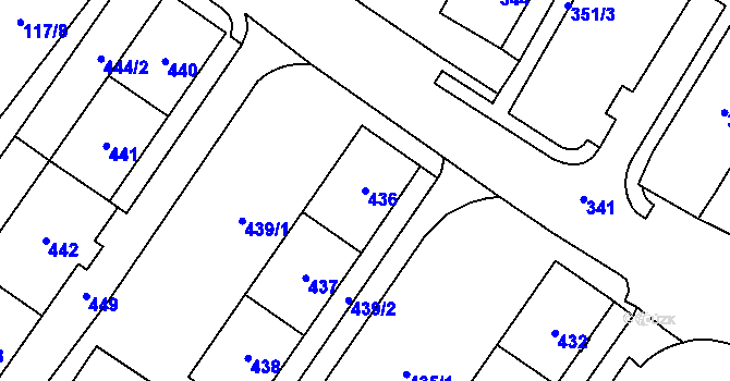 Parcela st. 436 v KÚ Chomutov I, Katastrální mapa