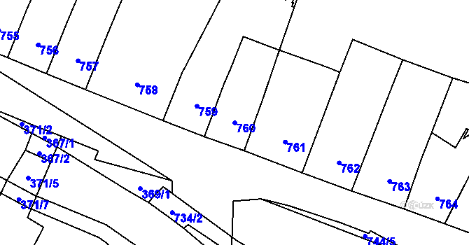 Parcela st. 760 v KÚ Chomutov I, Katastrální mapa
