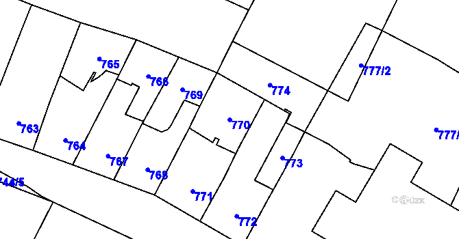 Parcela st. 770 v KÚ Chomutov I, Katastrální mapa