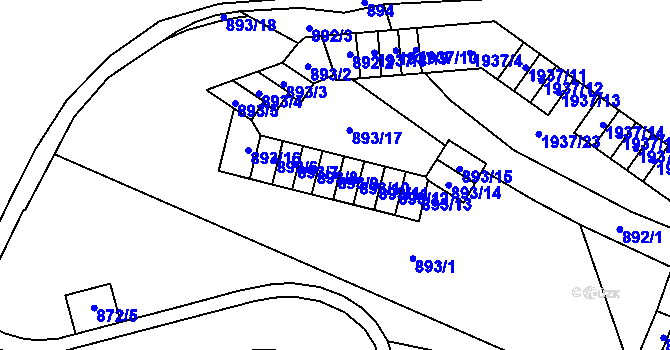 Parcela st. 893/9 v KÚ Chomutov I, Katastrální mapa