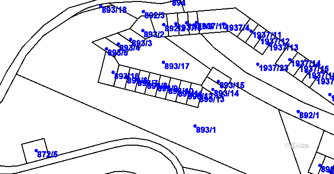 Parcela st. 893/10 v KÚ Chomutov I, Katastrální mapa