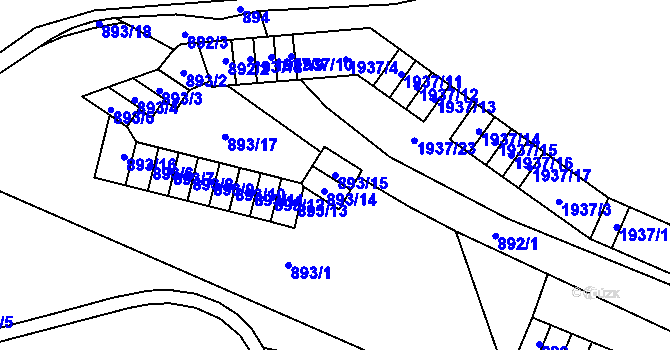Parcela st. 893/15 v KÚ Chomutov I, Katastrální mapa