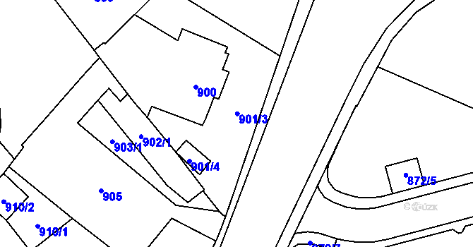 Parcela st. 901 v KÚ Chomutov I, Katastrální mapa