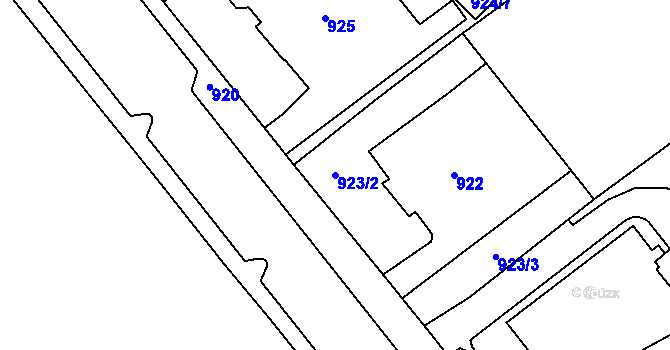 Parcela st. 923/2 v KÚ Chomutov I, Katastrální mapa