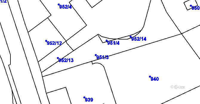 Parcela st. 951 v KÚ Chomutov I, Katastrální mapa