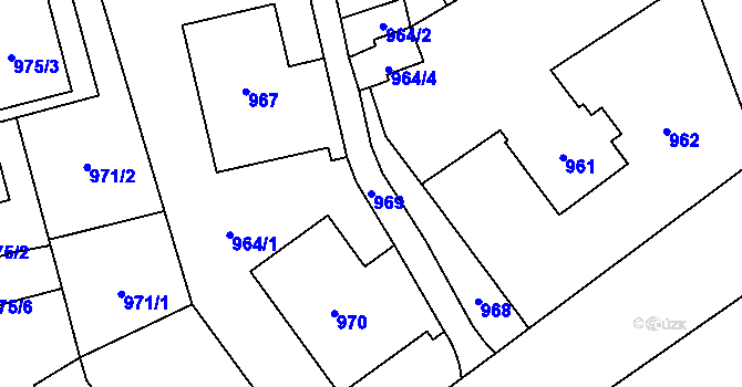 Parcela st. 969 v KÚ Chomutov I, Katastrální mapa
