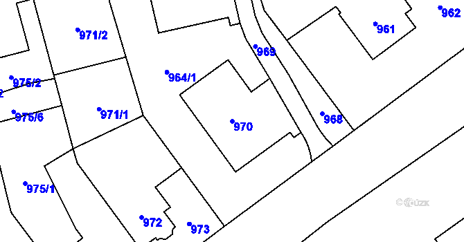 Parcela st. 970 v KÚ Chomutov I, Katastrální mapa