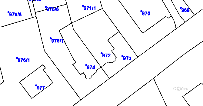 Parcela st. 972 v KÚ Chomutov I, Katastrální mapa