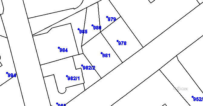 Parcela st. 981 v KÚ Chomutov I, Katastrální mapa