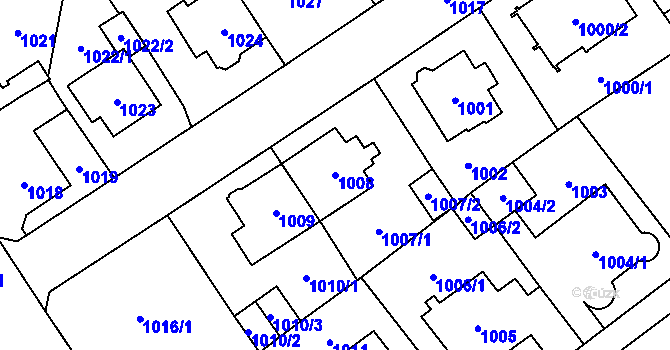 Parcela st. 1008 v KÚ Chomutov I, Katastrální mapa