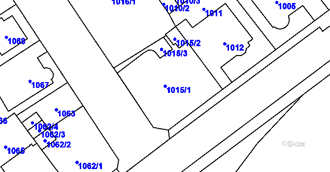Parcela st. 1015/1 v KÚ Chomutov I, Katastrální mapa
