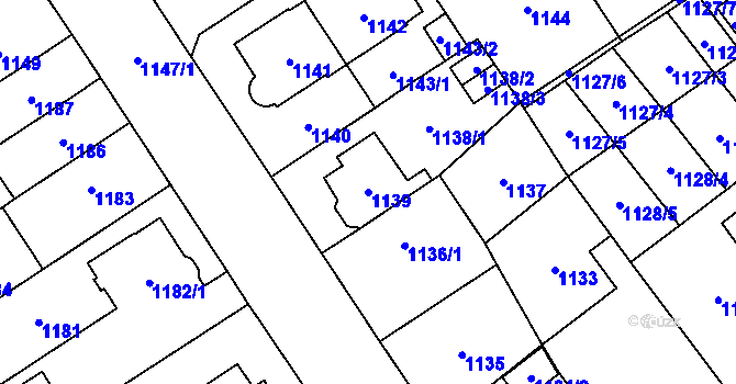 Parcela st. 1139 v KÚ Chomutov I, Katastrální mapa