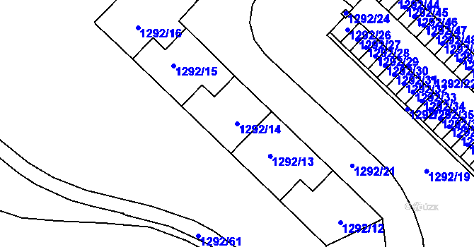 Parcela st. 1292/14 v KÚ Chomutov I, Katastrální mapa