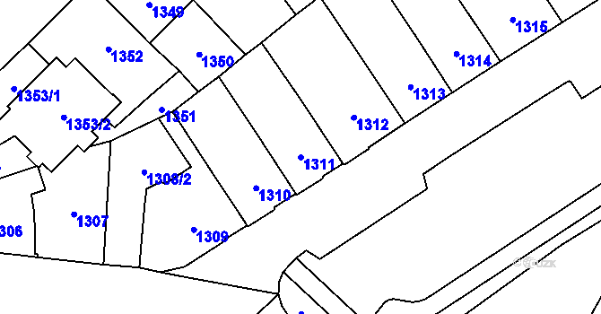 Parcela st. 1311 v KÚ Chomutov I, Katastrální mapa