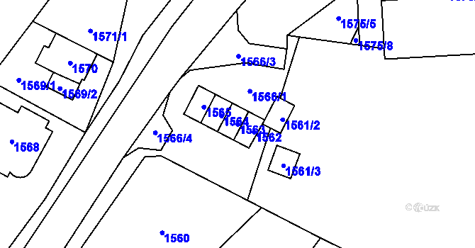 Parcela st. 1563 v KÚ Chomutov I, Katastrální mapa