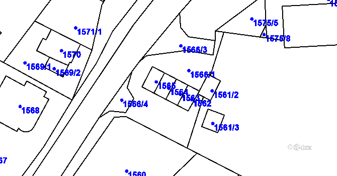 Parcela st. 1564 v KÚ Chomutov I, Katastrální mapa