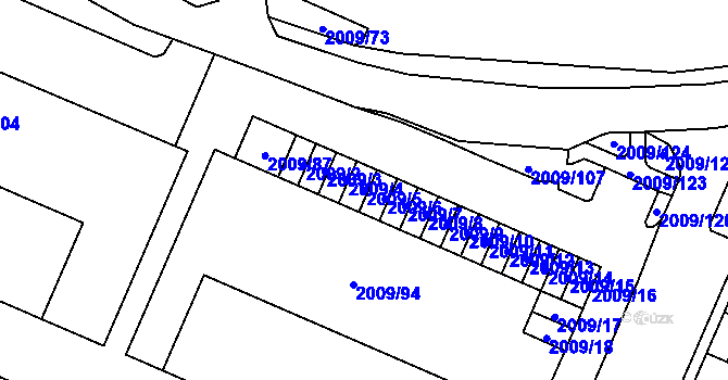 Parcela st. 2009/5 v KÚ Chomutov I, Katastrální mapa