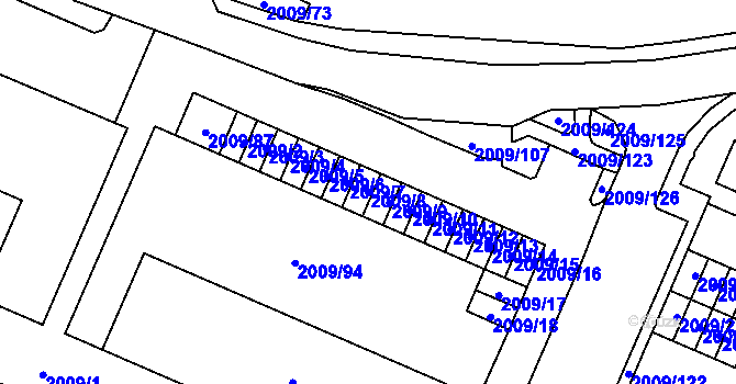 Parcela st. 2009/8 v KÚ Chomutov I, Katastrální mapa