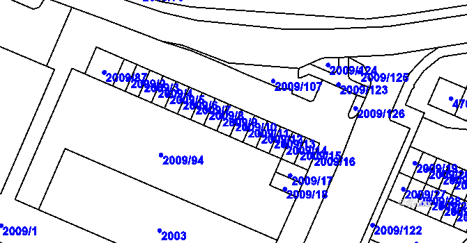 Parcela st. 2009/10 v KÚ Chomutov I, Katastrální mapa